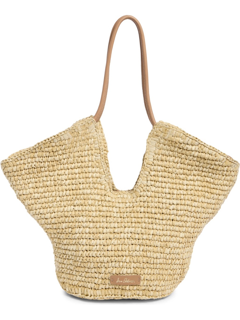 Sam Edelman Natural Straw Tote with Tan Handles